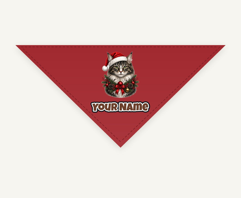 Norwegian Forest Cat personalised Christmas pet bandana, tie-on style