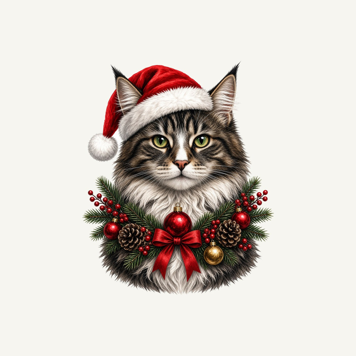 Norwegian Forest Cat Christmas Personalised Christmas Pet Bandana, Cat or Dog