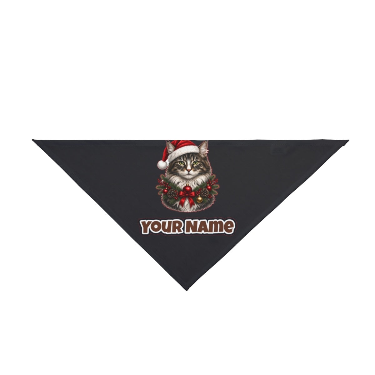 Norwegian Forest Cat personalised Christmas pet bandana in black, tie-on style