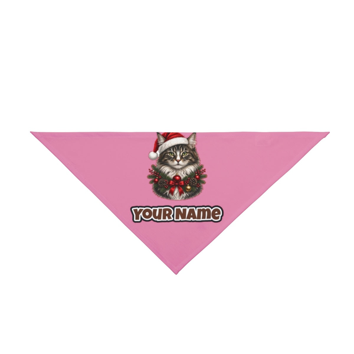 Norwegian Forest Cat personalised Christmas pet bandana in pink, tie-on style