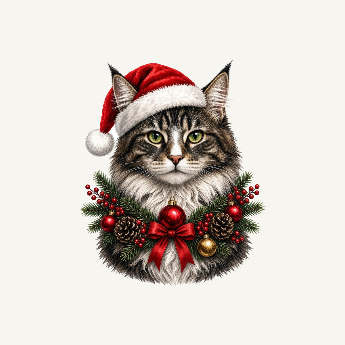 Norwegian Forest Cat Christmas Personalised Kids Tee and Baby Bodysuit