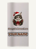 Norwegian Forest Cat Christmas Personalised Beach Towel