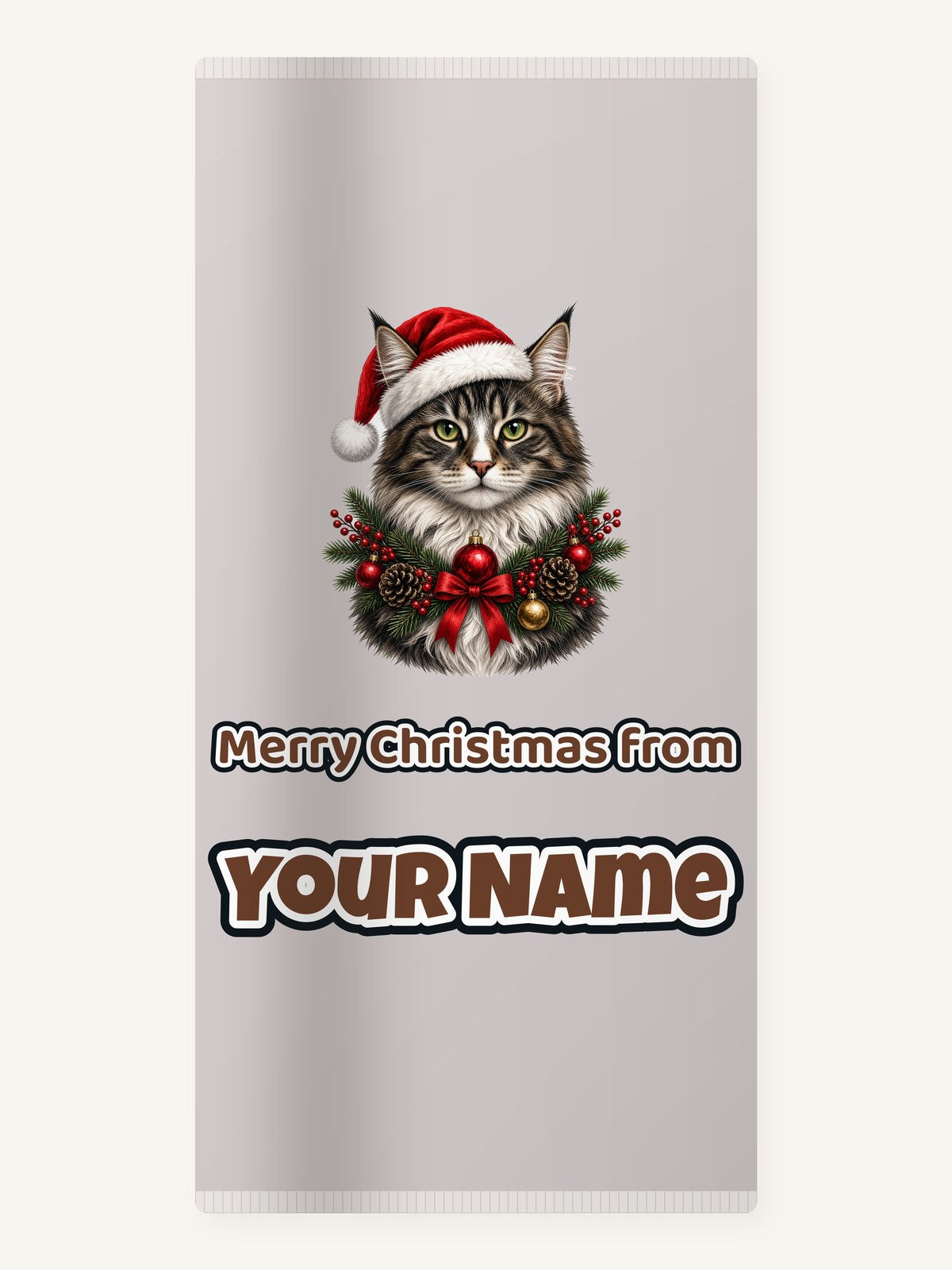 Norwegian Forest Cat Christmas Personalised Beach Towel