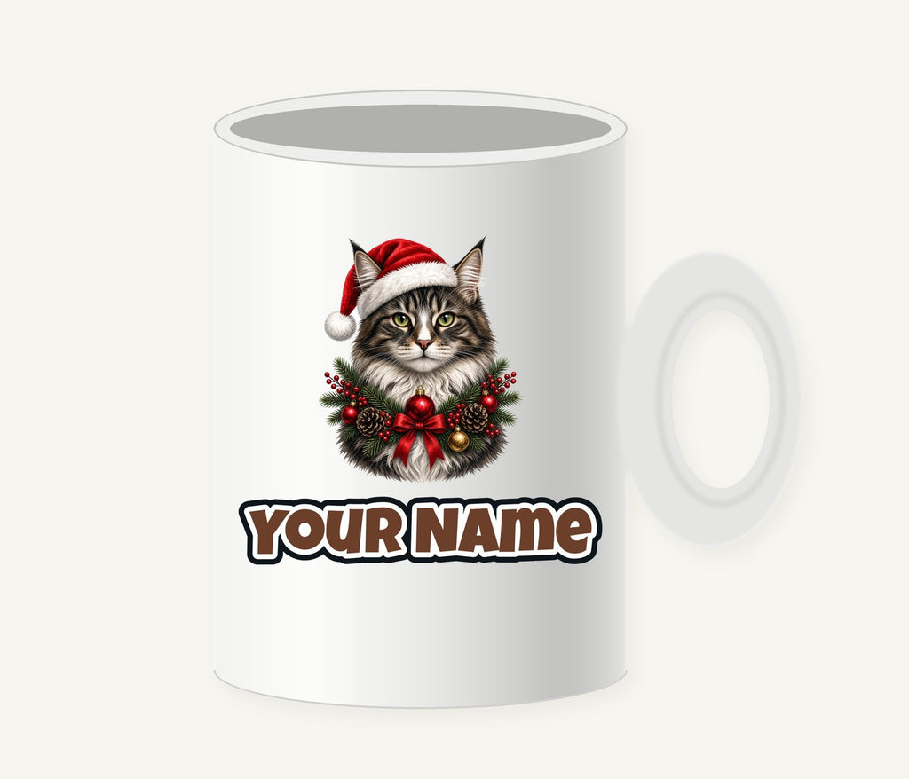 Norwegian Forest Cat Christmas Personalised Christmas Mug