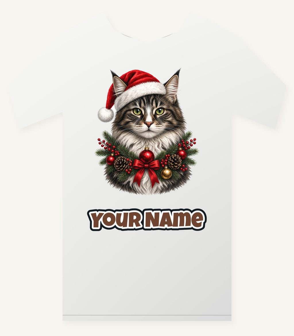 Norwegian Forest Cat Christmas Personalised Christmas T-Shirt and Hoodie