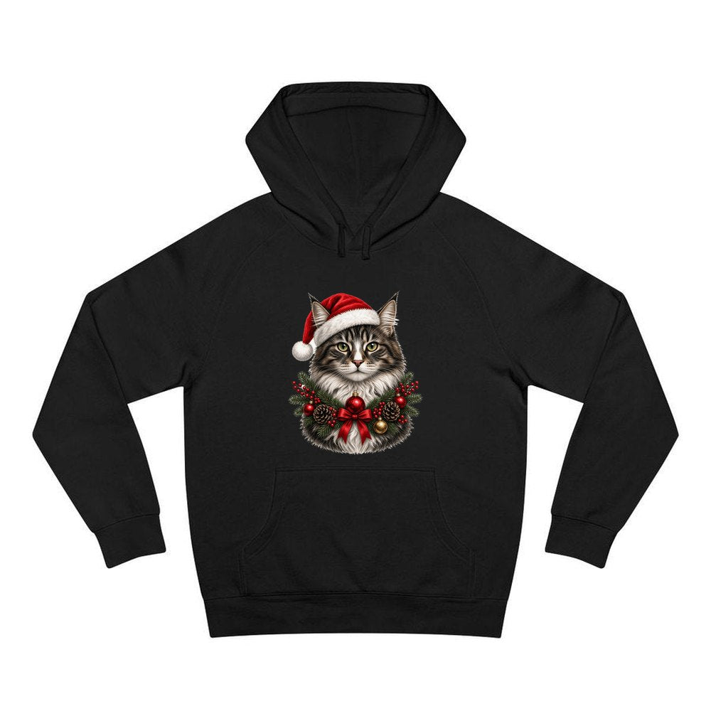 Norwegian Forest Cat personalised Christmas hoodie in black