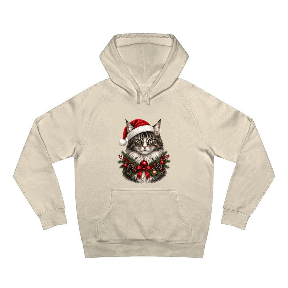Norwegian Forest Cat personalised Christmas hoodie in sand
