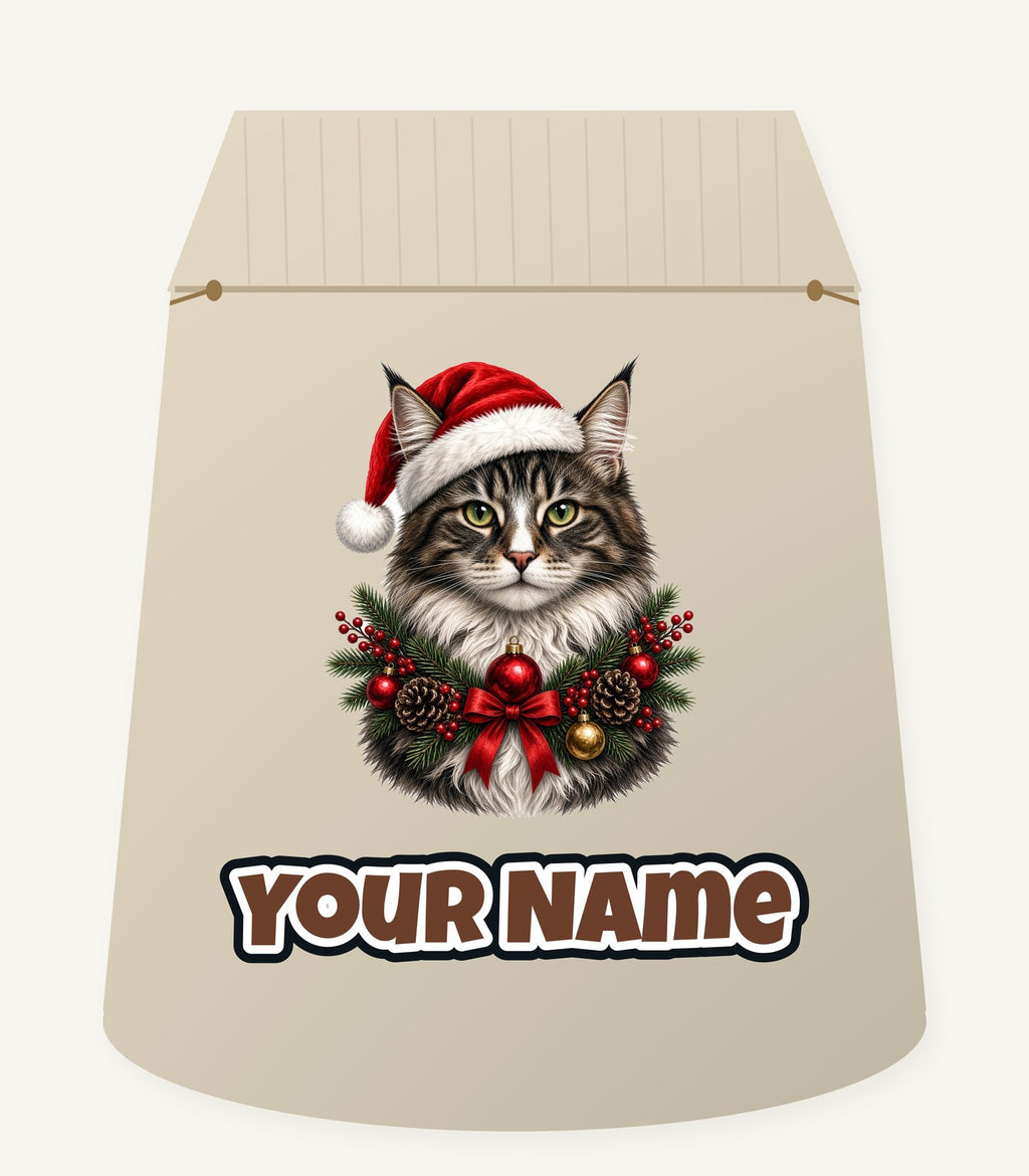 Norwegian Forest Cat Christmas Personalised Santa Sack