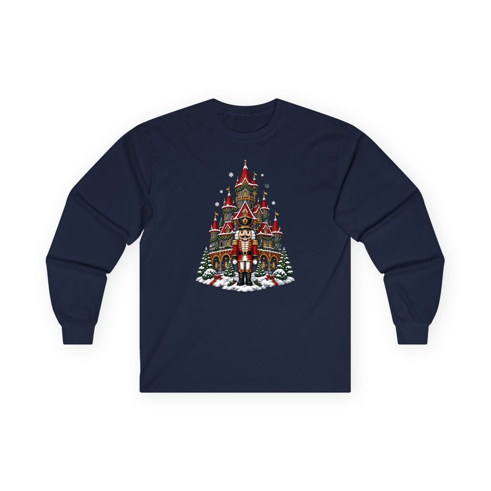 Nutcracker at the Castle personalised long sleeve Christmas T-shirt in navy