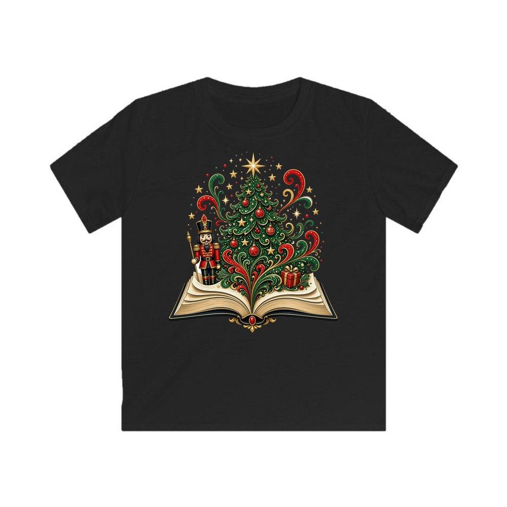 Nutcracker Christmas Storybook personalised kids Christmas tee in black