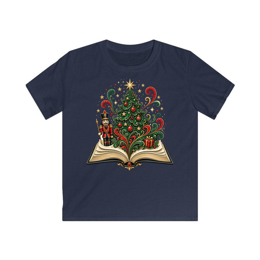 Nutcracker Christmas Storybook personalised kids Christmas tee in navy