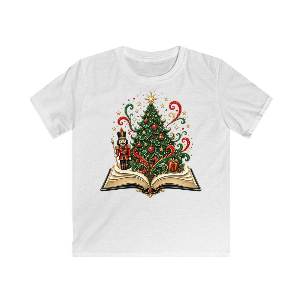 Nutcracker Christmas Storybook personalised kids Christmas tee in white