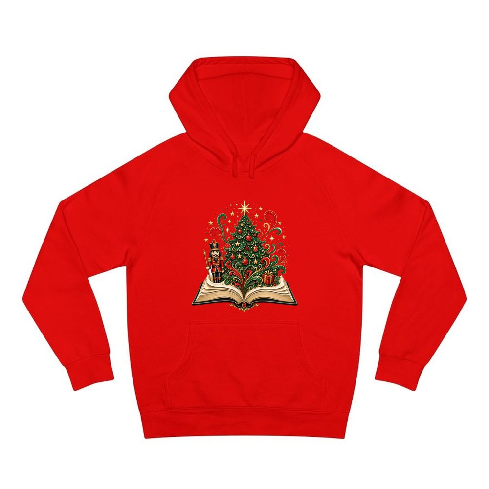 Nutcracker Christmas Storybook personalised Christmas hoodie in red