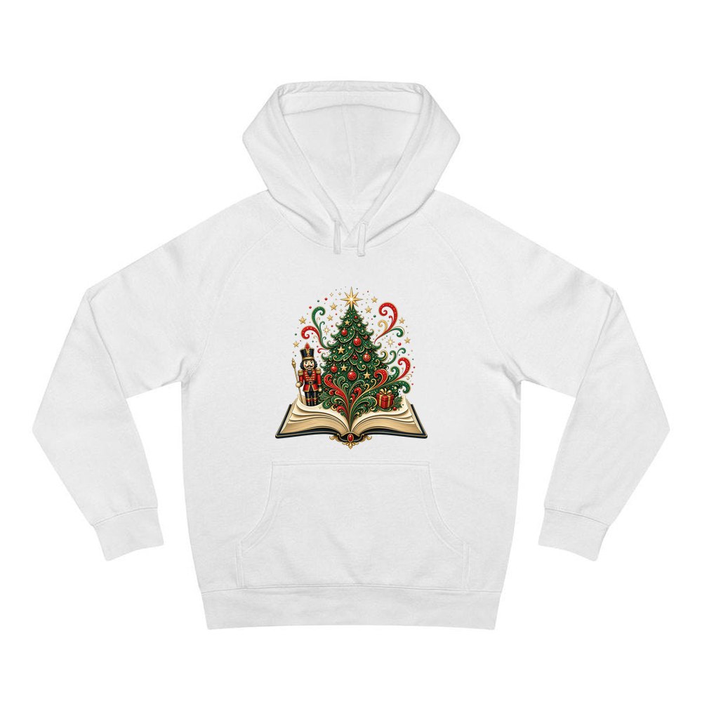 Nutcracker Christmas Storybook personalised Christmas hoodie in white