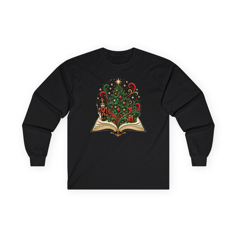 Nutcracker Christmas Storybook personalised long sleeve Christmas T-shirt in black