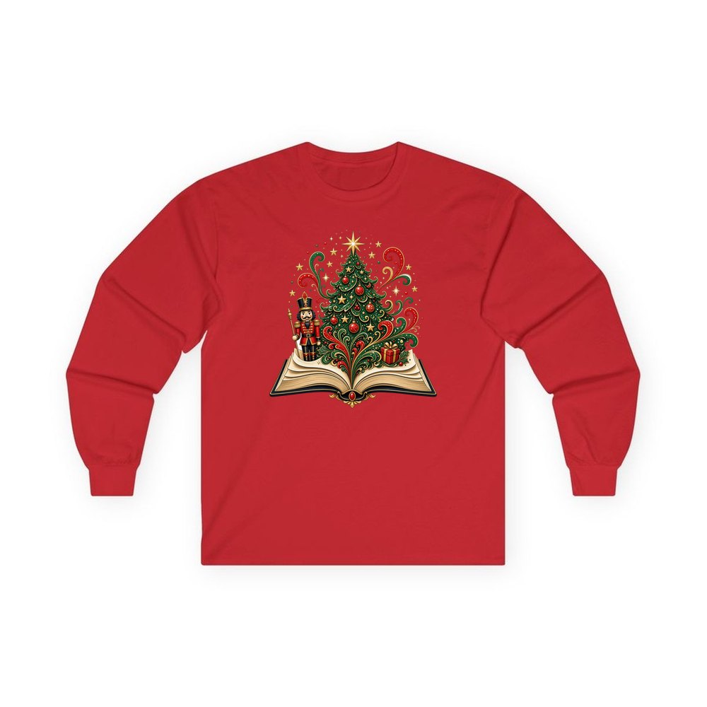 Nutcracker Christmas Storybook personalised long sleeve Christmas T-shirt in red