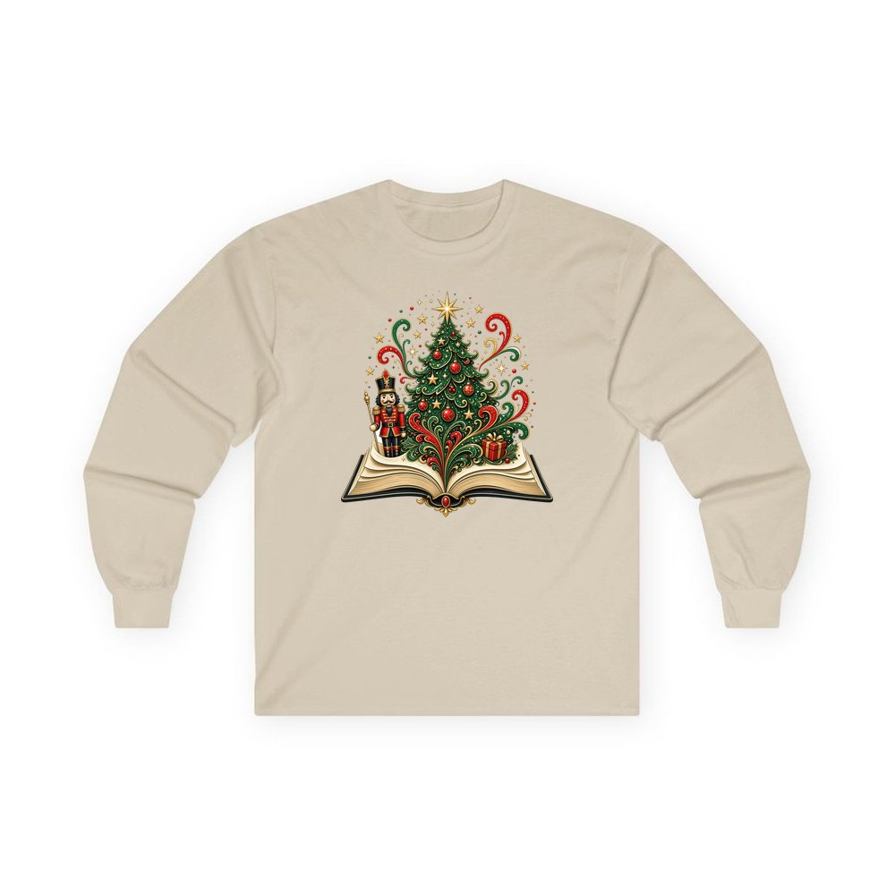 Nutcracker Christmas Storybook personalised long sleeve Christmas T-shirt in sand