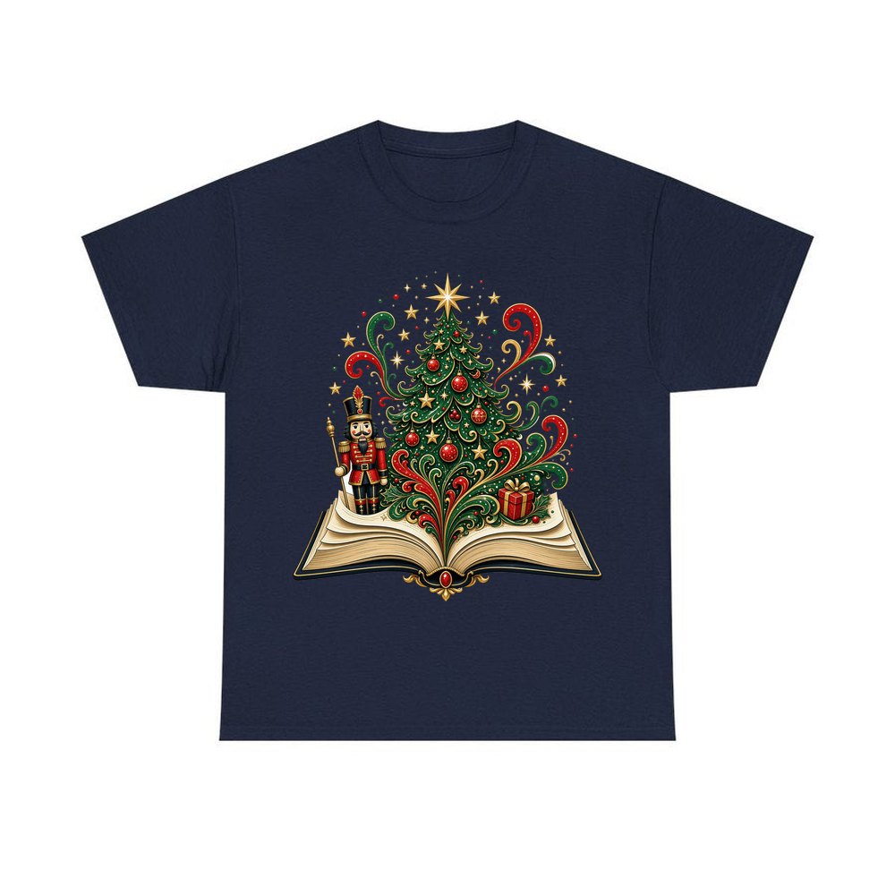 Nutcracker Christmas Storybook personalised Christmas T-shirt in navy