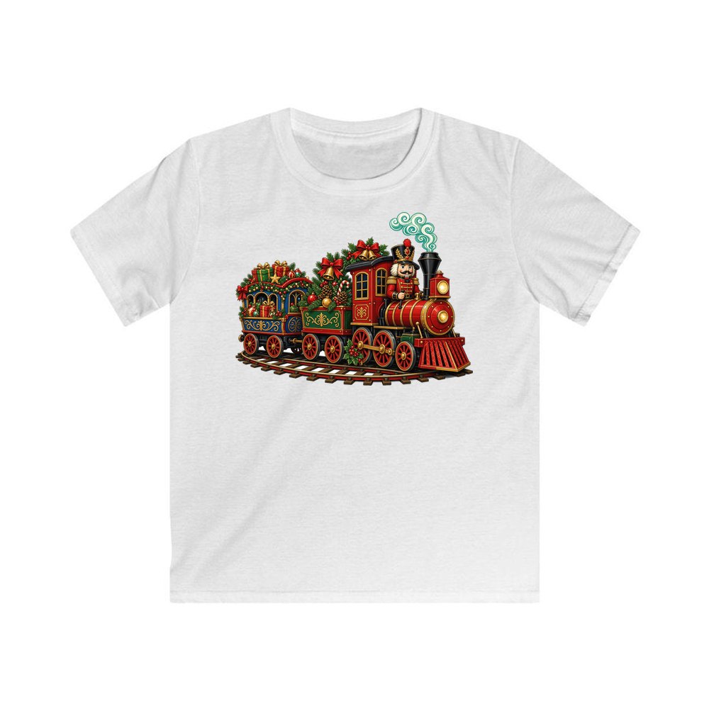 Nutcracker Driving Christmas Train personalised kids Christmas tee in white