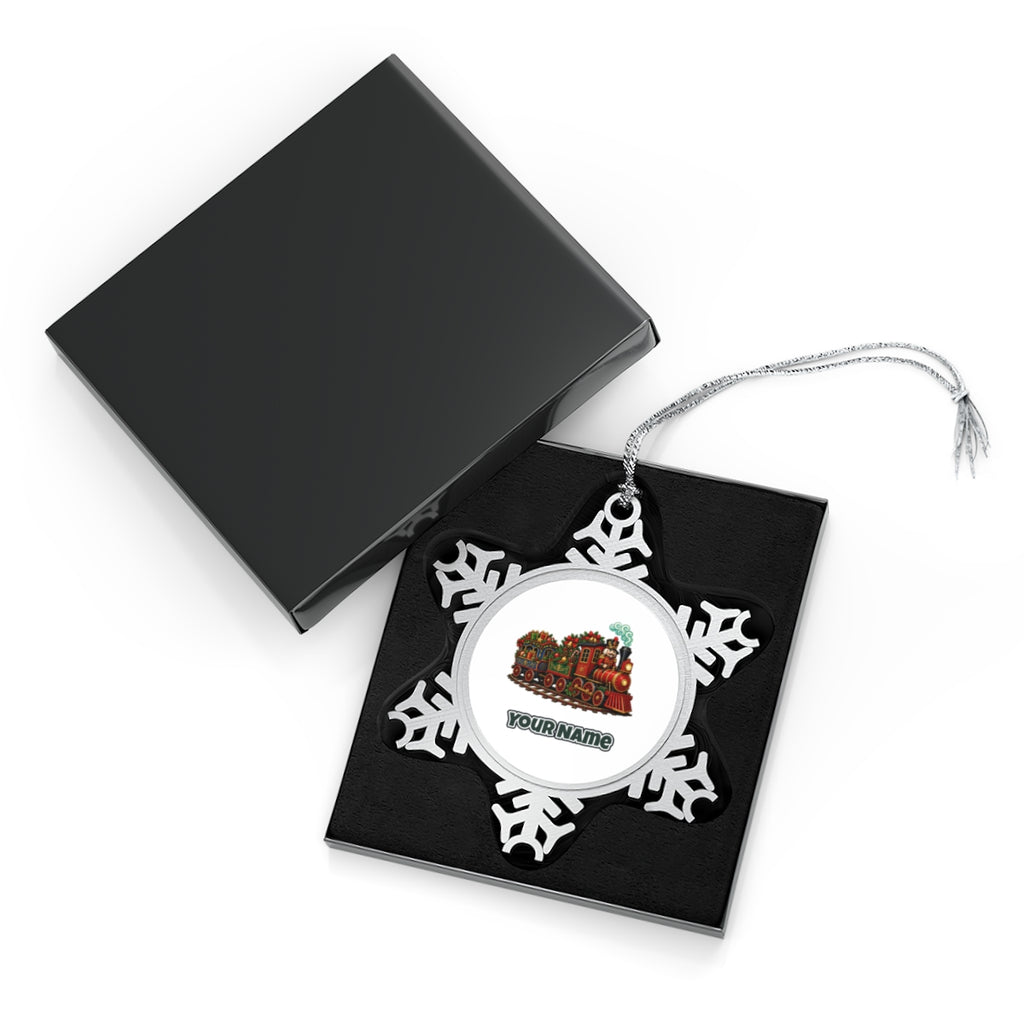 Nutcracker Driving Christmas Train Personalised Pewter Christmas Ornament