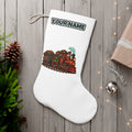 Nutcracker Driving Christmas Train personalised Christmas stocking, white, with the name across the top