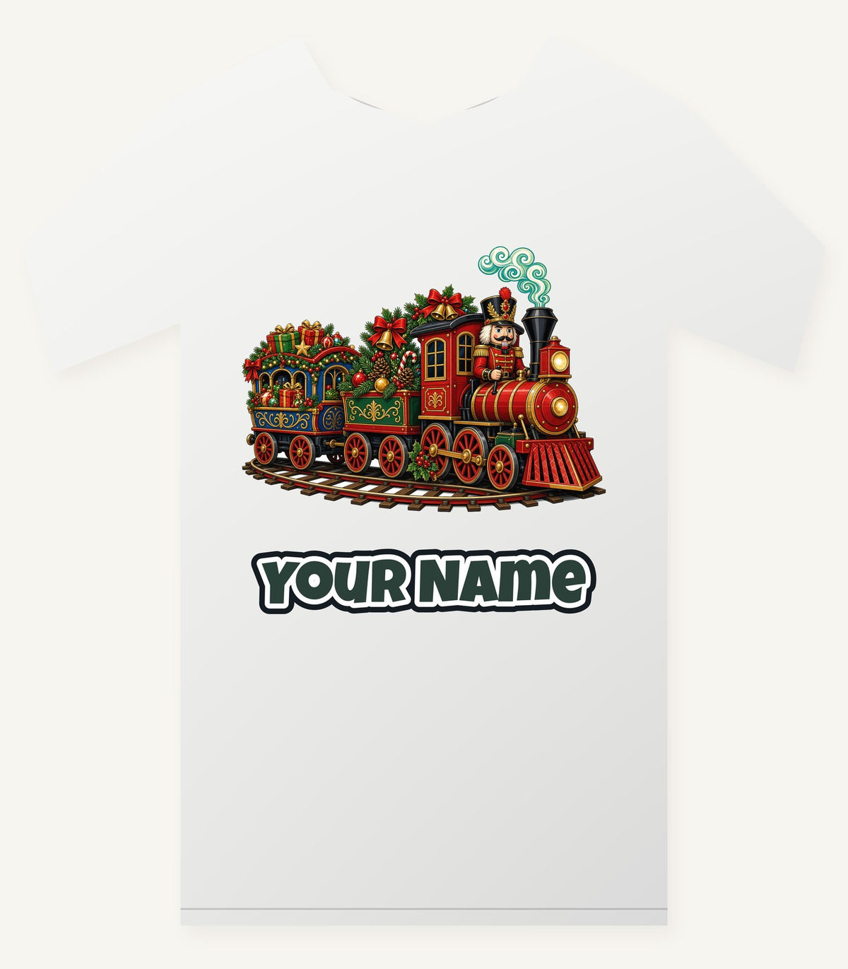 Nutcracker Driving Christmas Train Personalised Christmas T-Shirt and Hoodie