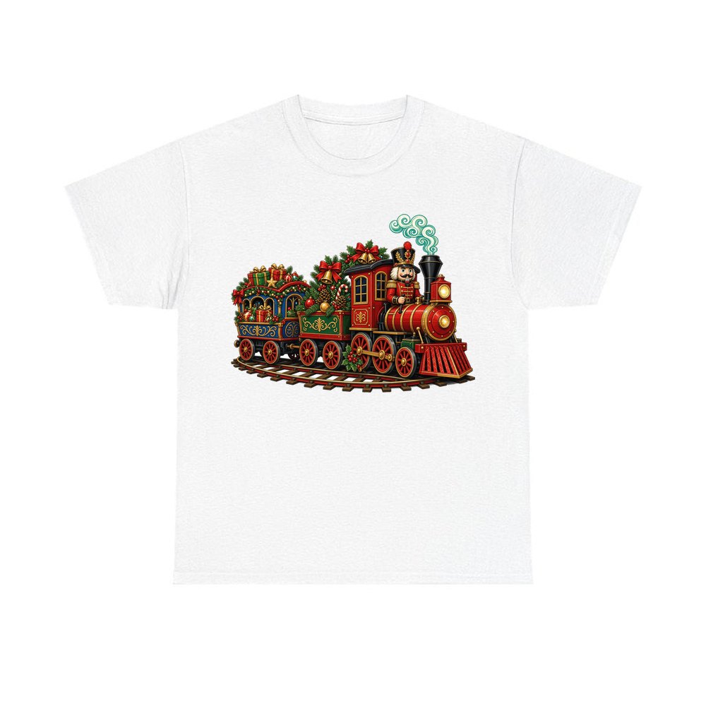 Nutcracker Driving Christmas Train personalised Christmas T-shirt in white