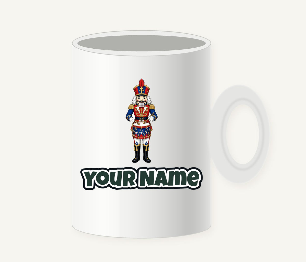 Nutcracker Drummer Soldier Personalised Christmas Mug