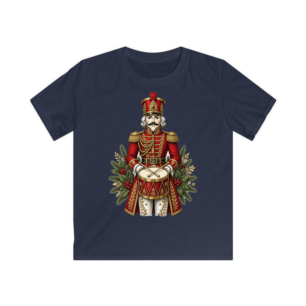 Nutcracker Drummer Soldier personalised kids Christmas tee in navy