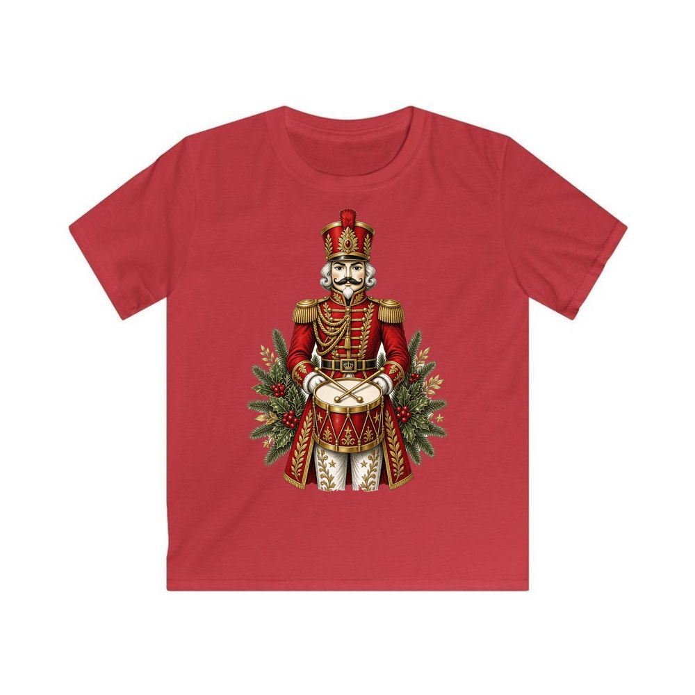 Nutcracker Drummer Soldier personalised kids Christmas tee in red