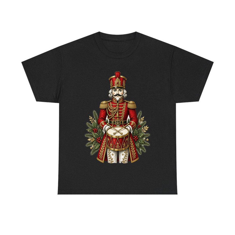 Nutcracker Drummer Soldier personalised Christmas T-shirt in black