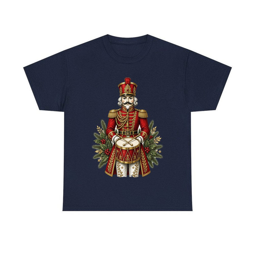 Nutcracker Drummer Soldier personalised Christmas T-shirt in navy