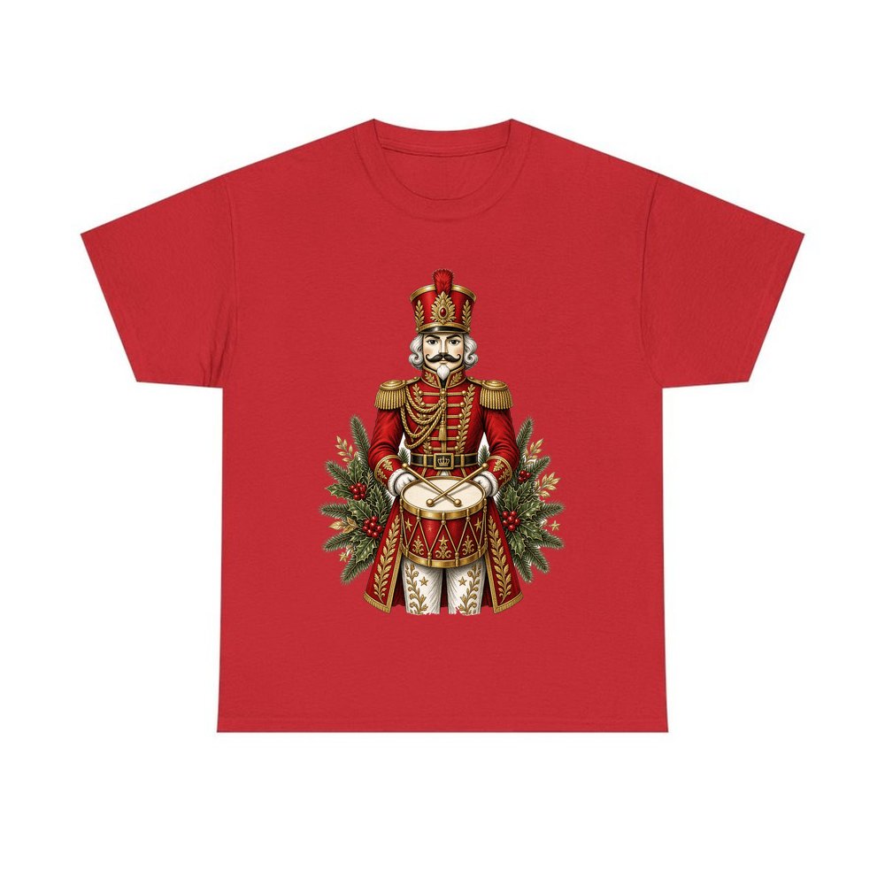 Nutcracker Drummer Soldier personalised Christmas T-shirt in red