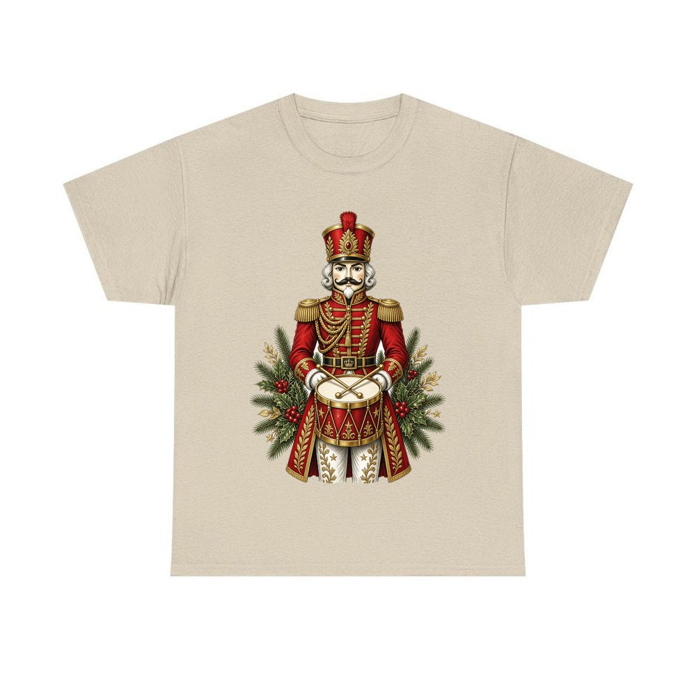 Nutcracker Drummer Soldier personalised Christmas T-shirt in sand
