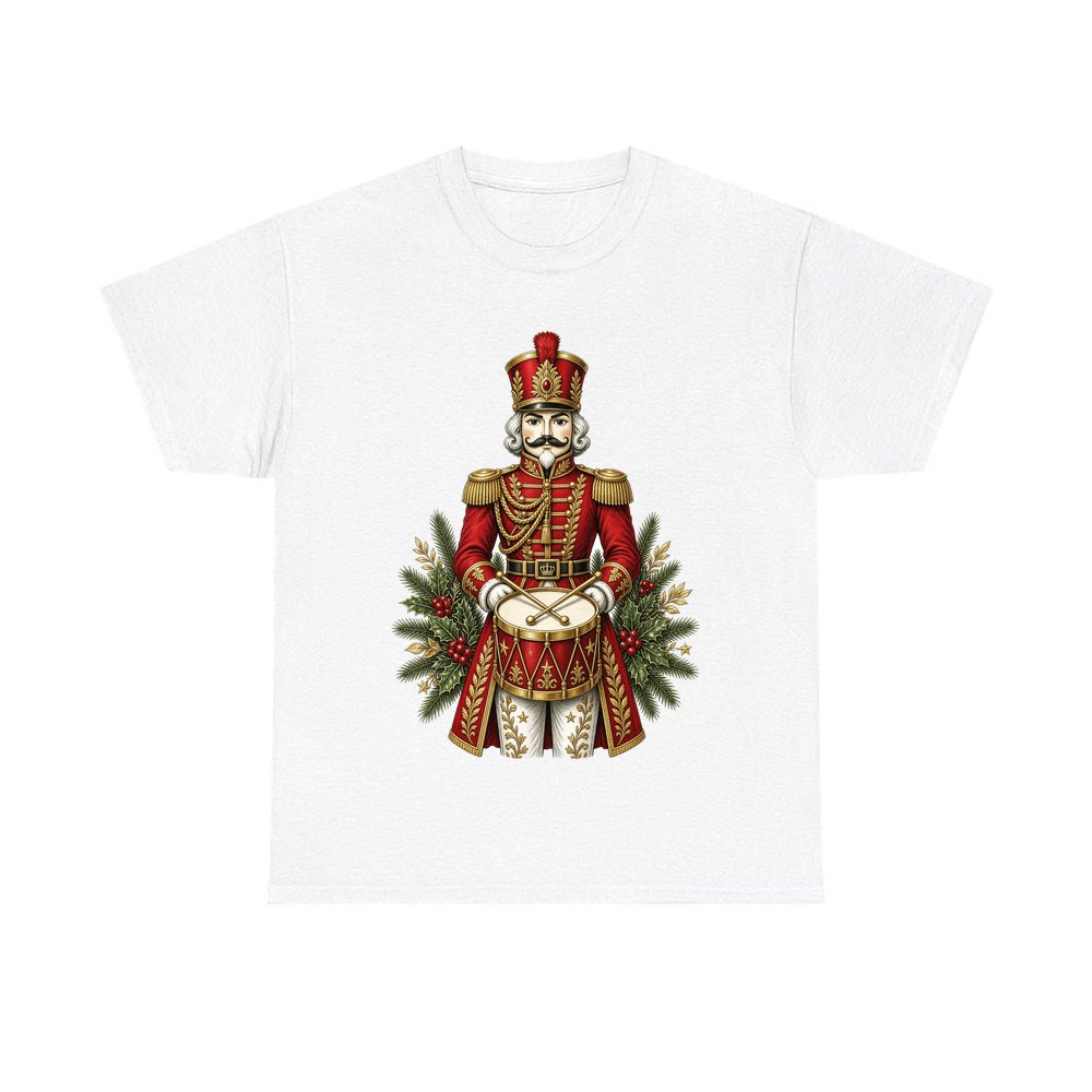 Nutcracker Drummer Soldier personalised Christmas T-shirt in white