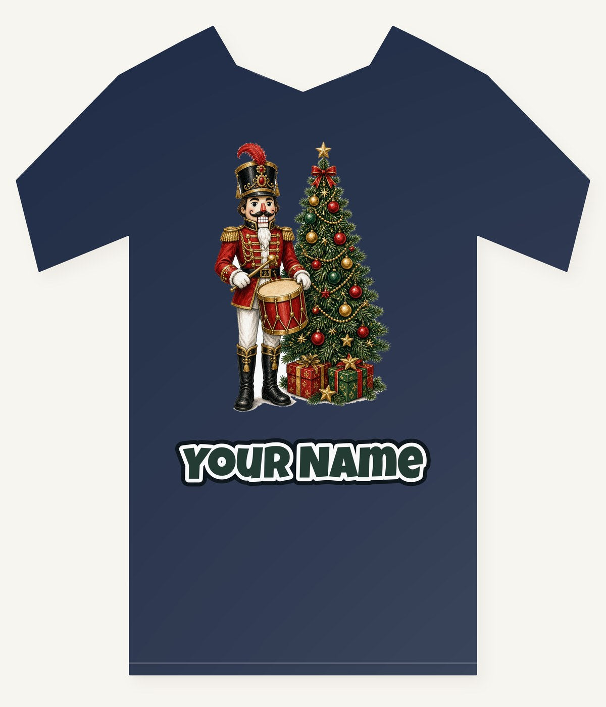 Nutcracker Drummer with Tree Personalised Kids Tee and Baby Bodysuit