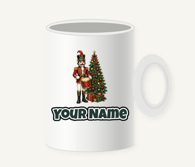 Nutcracker Drummer with Tree Personalised Christmas Mug