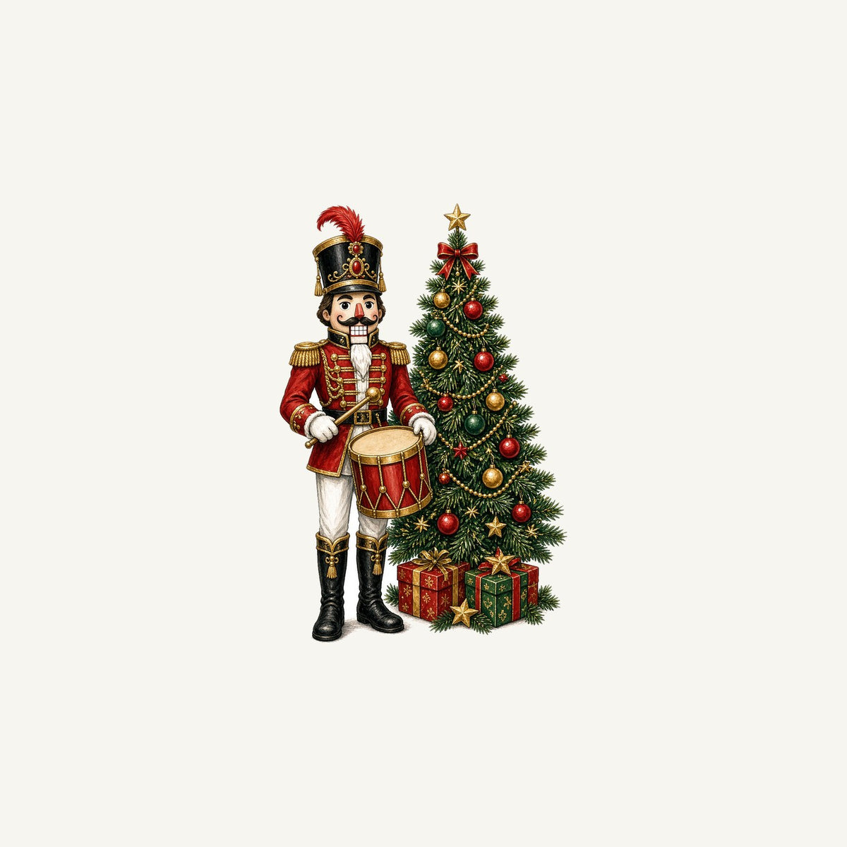 Nutcracker Drummer with Tree Personalised Christmas Mug