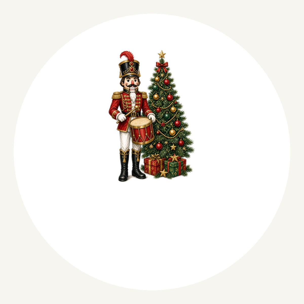 Nutcracker Drummer with Tree Personalised Pewter Christmas Ornament