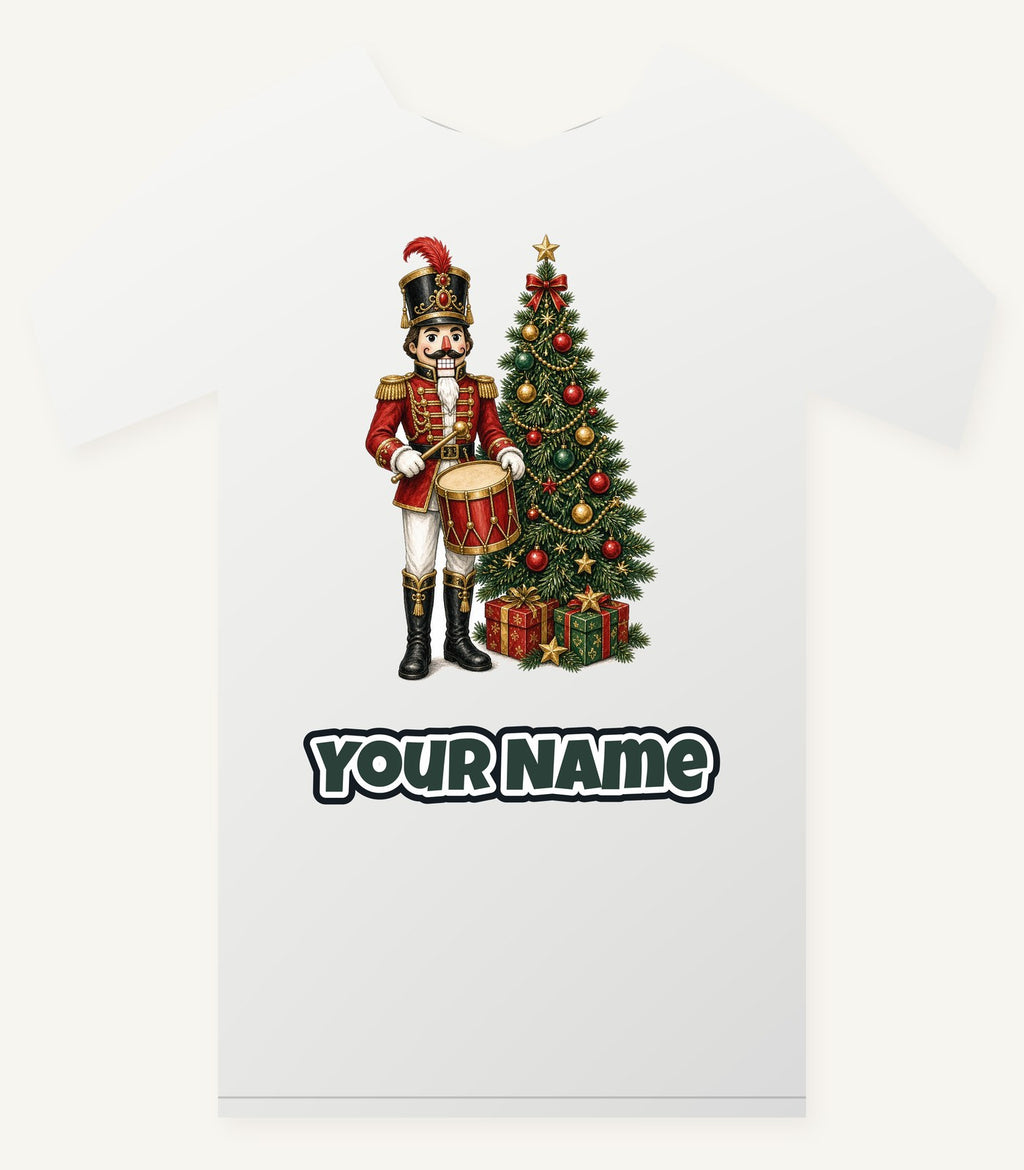 Nutcracker Drummer with Tree Personalised Christmas T-Shirt and Hoodie