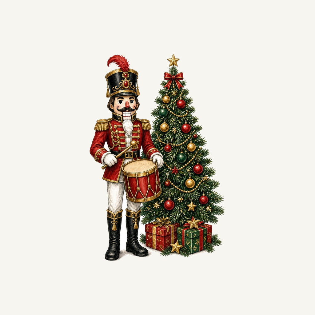 Nutcracker Drummer with Tree Personalised Christmas T-Shirt and Hoodie