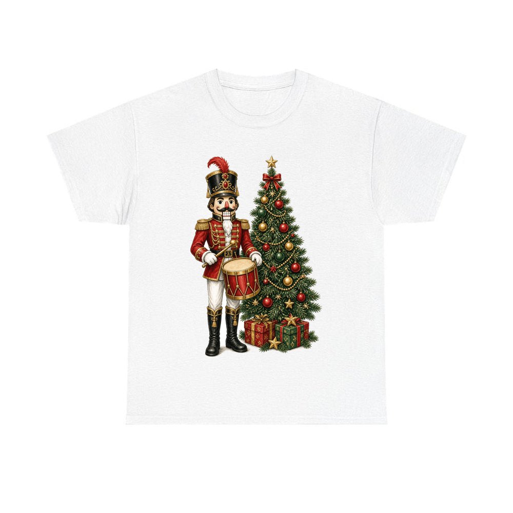 Nutcracker Drummer with Tree personalised Christmas T-shirt in white