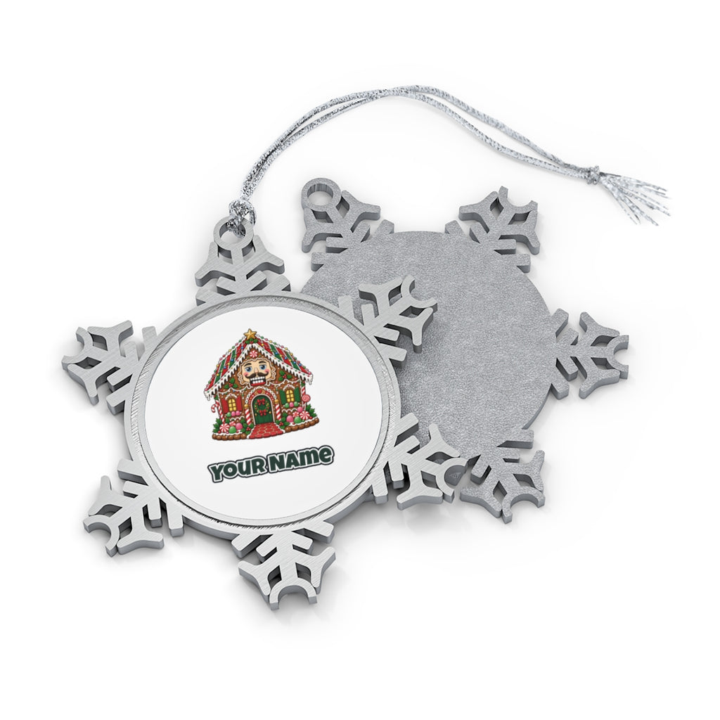 Nutcracker Gingerbread House Personalised Pewter Christmas Ornament
