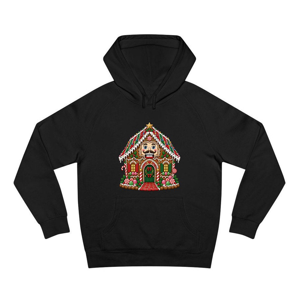 Nutcracker Gingerbread House personalised Christmas hoodie in black