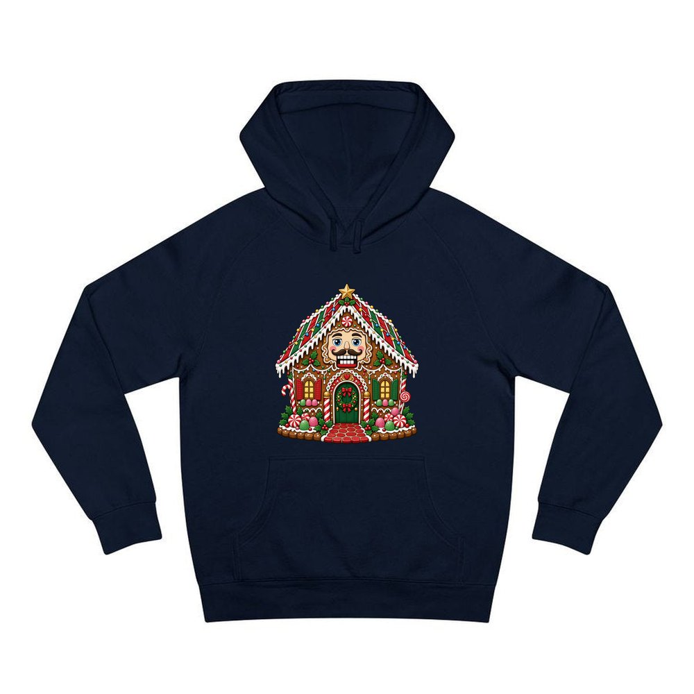 Nutcracker Gingerbread House personalised Christmas hoodie in navy
