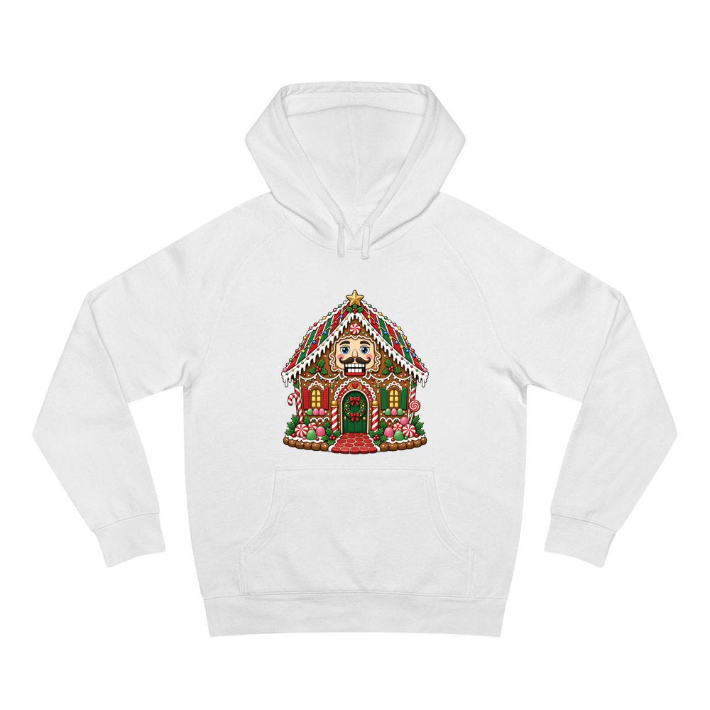 Nutcracker Gingerbread House personalised Christmas hoodie in white