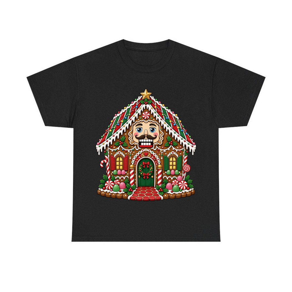 Nutcracker Gingerbread House personalised Christmas T-shirt in black