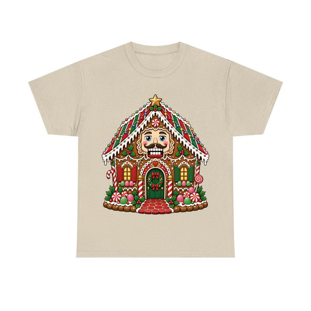 Nutcracker Gingerbread House personalised Christmas T-shirt in sand