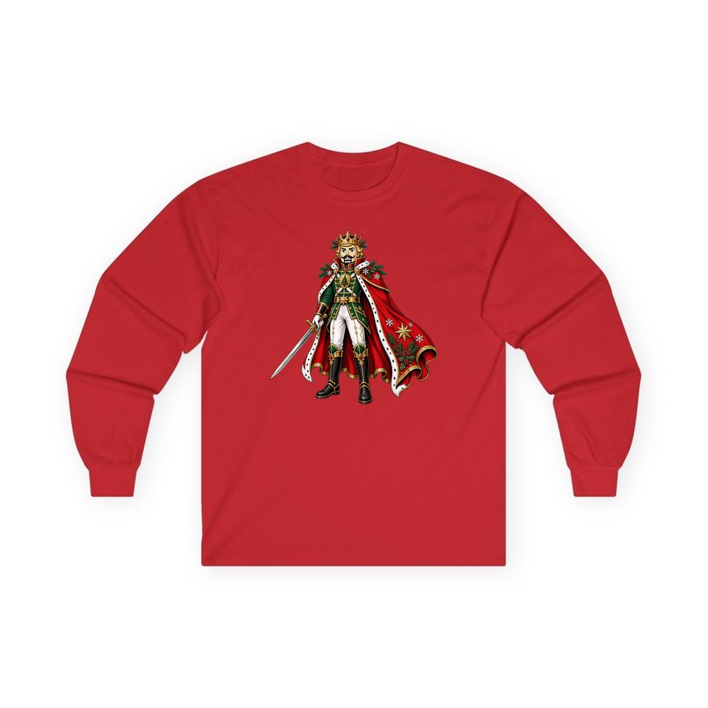Nutcracker Prince with Sword personalised long sleeve Christmas T-shirt in red