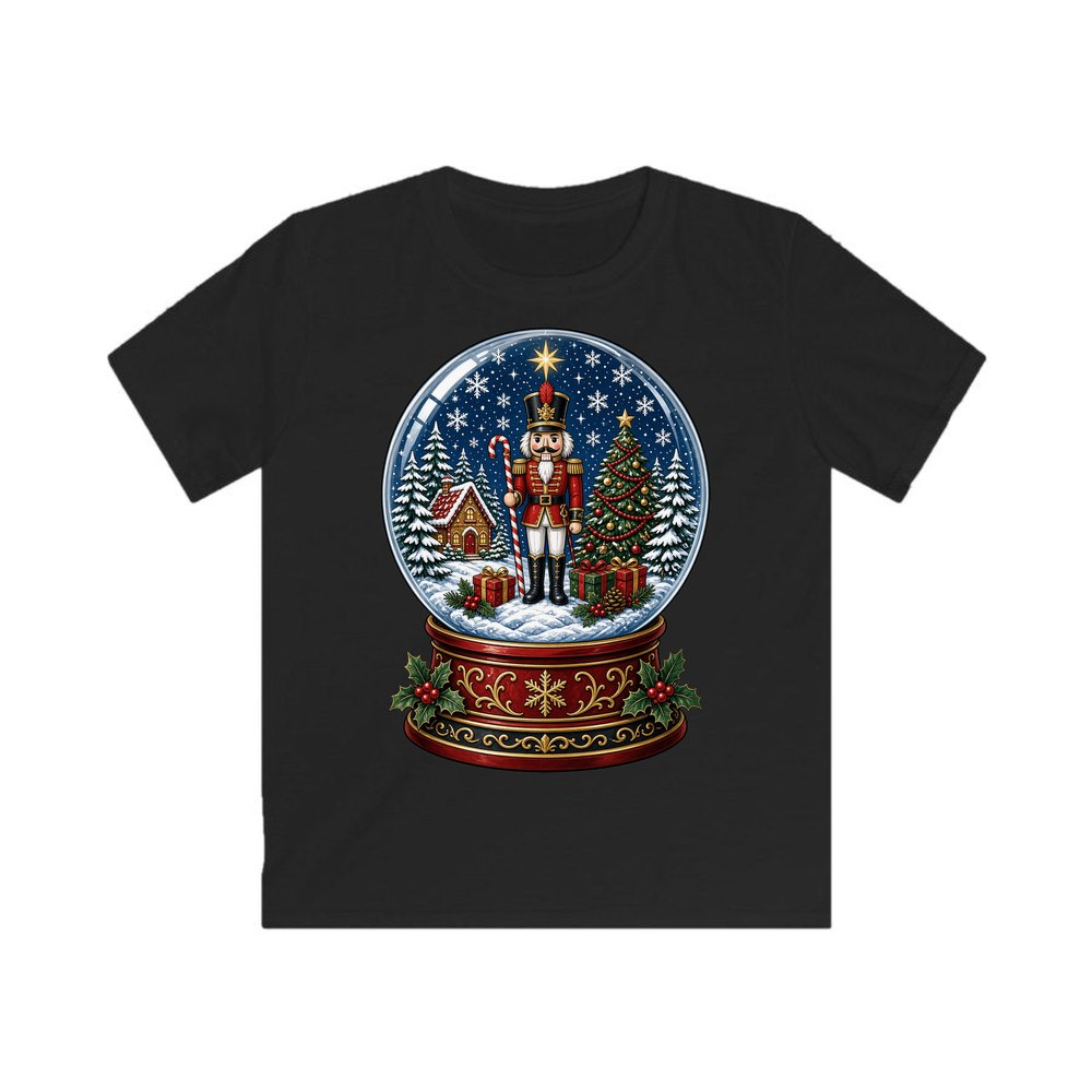 Nutcracker Snow Globe personalised kids Christmas tee in black